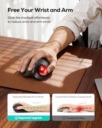 Nulea Wireless Ergonomic Vertical Trackball Mouse Thumb Control
