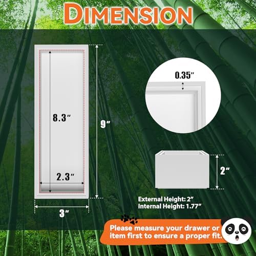 Lixple Bamboo Kitchen Drawer Organizer, 2 Pack, 9" x 3" x 2", White
