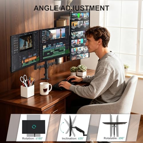 WALI Triple Monitor Mount for 13-32 inch Screens, up to 19.8 lbs per Arm