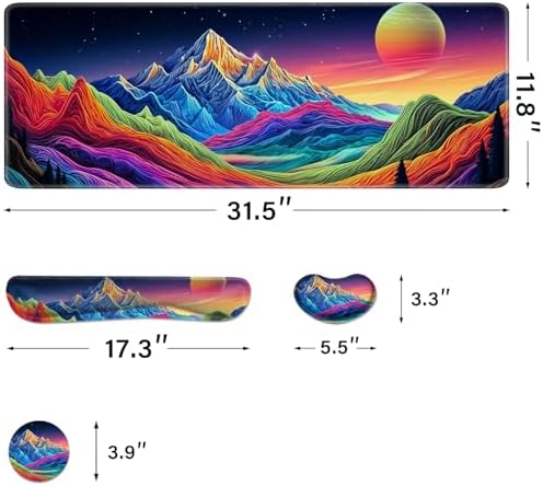 Desk Pad and Keyboard Wrist Rest, Large Mouse Pad + Keyboard Pad+Mouse Wrist Support, Non-Slip Desk Mat Protector for Office, Home 31.5×11.8 Inches Dazzling Galaxy