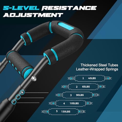 Twister Arm Trainer for Men, Chest Workout Equipment 5-Level Adjustable (40-130lb) with Ergonomic 27° Targets Biceps/Clip/Thigh, Portable Exerciser for Home Gym Travel Fitness