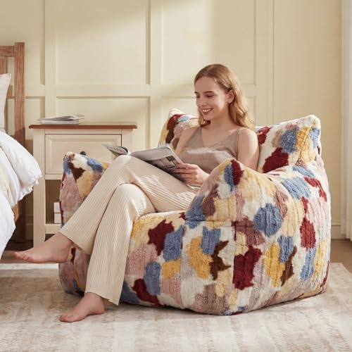 Achicsofar Bean Bag Chair for Adults Teens, Giant Faux Fur Beanbag Armchair