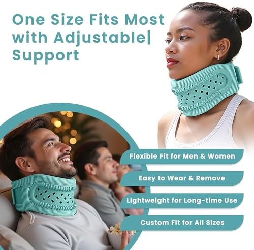 Neck Brace for Neck Pain and Support, Neck Support for Pain Breathable Cervicorrect Brace Adjustable Soft Silicone Foam, Cervical Collar for Sleeping, Relieving Spinal Pressure (Mint)