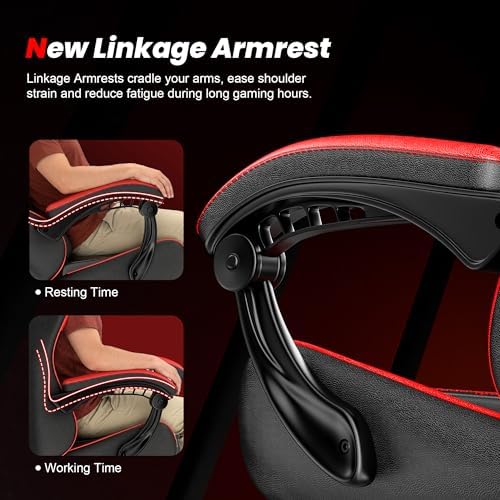Gaming Chair, Ergonomic Computer Chair with Footrest Lumbar Support, Red
