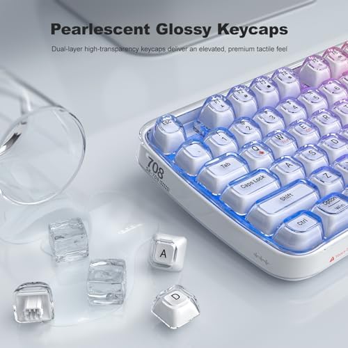 MOFII Upgraded Wireless Ergonomic Keyboard, BT/2.4Ghz Tri-Mode Ergo Keyboard with Natural Curve, RGB Backlit, Rechargeable Battery, Full-Size Keyboard for Computer/Laptop/Mac/MacBook, Pearl White
