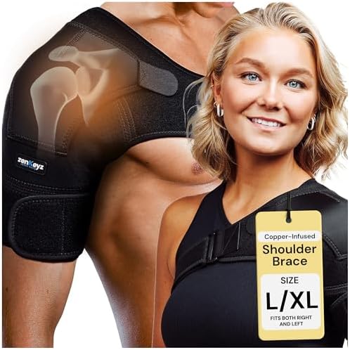 ZENKEYZ Copper Shoulder Brace - L/XL, Chest 35-47in, Adjustable