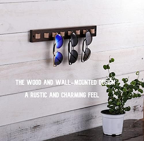 Gifts for Men Sunglass Organizer Wall Mounted Sunglasses Rack Wood Sun Glasses Holder for Multiple Glasses Hanger Storage Unique Birthday Gifts for Husband Dad