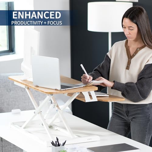 VIVO Real Bamboo 32 inch Standing Desk Converter, DESK-V000KO