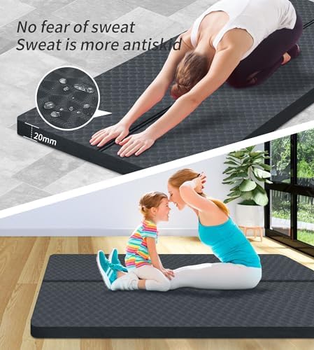 nuveti Large Exercise Mat - 15mm/20mm/30mm Thick Yoga Mat | Workout Mat for Fitness, Yoga, Pilates, Stretching & Floor Exercises for Women & Men with Free Carrying Bag