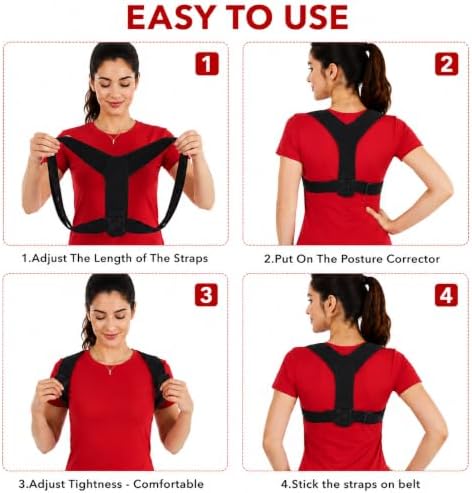 Posture Corrector for Men & Women, Adjustable Back Brace for Posture Support, Upper Back & Shoulder Support, Comfortable Breathable Posture Corrector for Daily Wear, Sitting & Standing