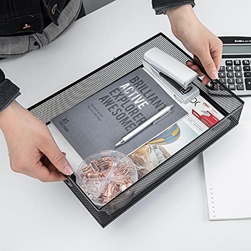 2 Pcs Desk Drawer Organizer, A4 Large Metal Mesh Desk Organizer Tray, Versatile Storage Box Set for Office Home Supplies,13 x 9 inches