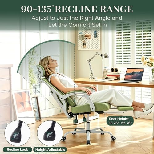 Ergonomic Office Chair with Footrest, Computer Gaming Chair