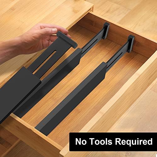 Bamboo Drawer Dividers, Adjustable Drawer Organizers, Fits 12.6–16" Drawers