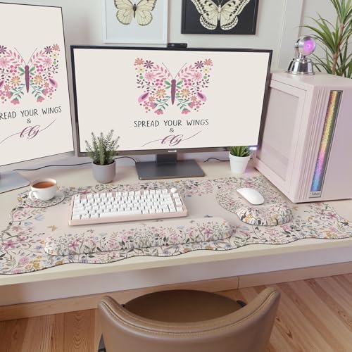iCasso Beige Keyboard Mat 35.4"x15.7", Desk Protector for Workspace