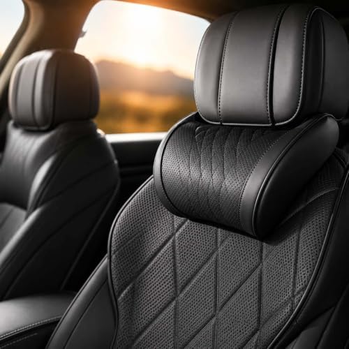 Universal Memory Foam Car Headrest Neck Pillow Adjustable Driving (Black)
