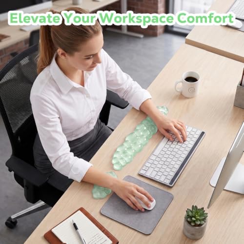 MoKo Gel Cloud Wrist Rest for Keyboard and Mouse, Clear Green
