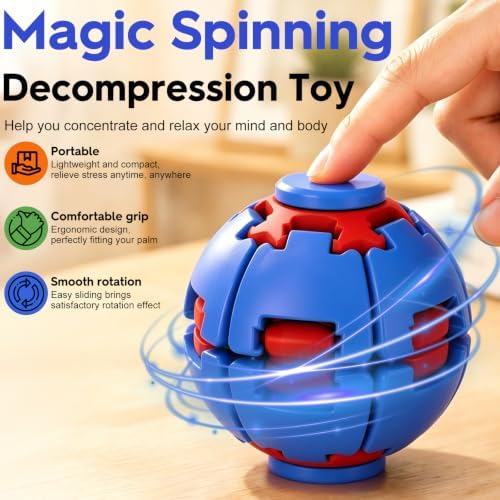 3D Printed Gear Fidget Spinner Toy, Mechanical Kinetic Desk Toy, Portable Sensory Fidget Gadget, Metal EDC Desk Accessory, Creative Office Gift, Sci-Fi Blue