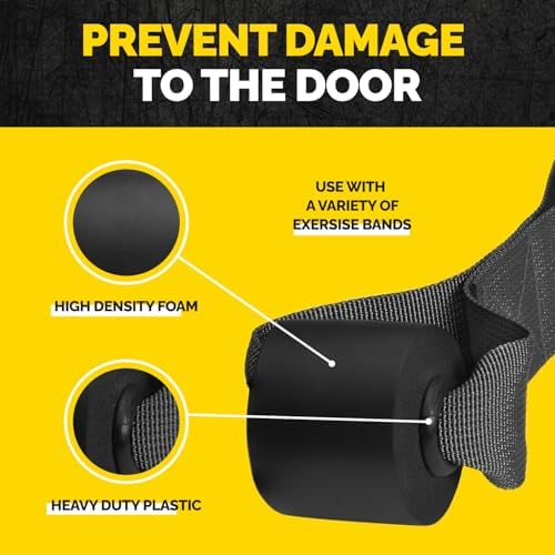 Door Anchor Strap for Resistance Bands with 5 Loops and Metal D-Rings