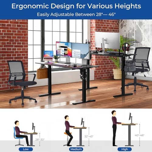 Our Modern Space Height Adjustable 40" Electric Standing Desk - Upgraded Ultra Durable Home Office Large Rectangular Computer Table or Laptop Sit Stand Workstation - 40 x 24 Inch