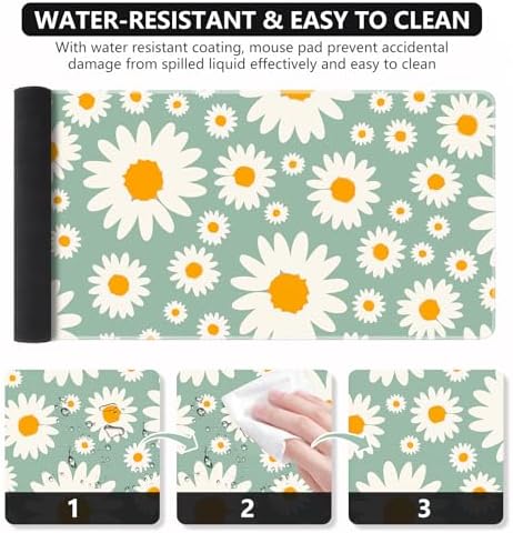 iCasso Desk Mat, Desk Matt for Desktop, Cute Desk Pad Mat, Daisy