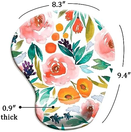 DOOKE Ergonomic Mouse Pad with Wrist Support and Coaster,Mouse Pads with Non-Slip PU Base for Home Office Working Studying Easy Typing & Pain Relief Pretty Floral
