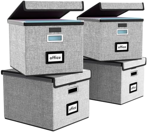 File Organizer Box with Lids, Collapsible File Folder Organizer