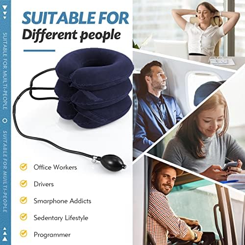Jaximy Neck Stretcher, Neck Traction Device, Cervical Traction Device, Neck Pain Relief, Adjustable Inflatable Neck Brace & Neck Stretcher Cervical Traction, Neck Decompression Home Use (Blue)