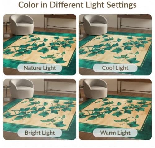 5'x7' Green Cat Cat-Inspired Vine Symmetry Washable Area Rug