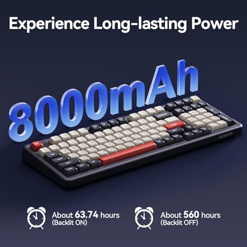 AUSDOM H98 Wireless Bluetooth Mechanical Keyboard, BT5.3/Type-C/2.4G Tri-Mode Hot Swappable Custom Gaming Keyboards, Gasket, RGB, Numpad, Computer Keyboard for Mac/Win/Office, 98 Keys(Click Sound)