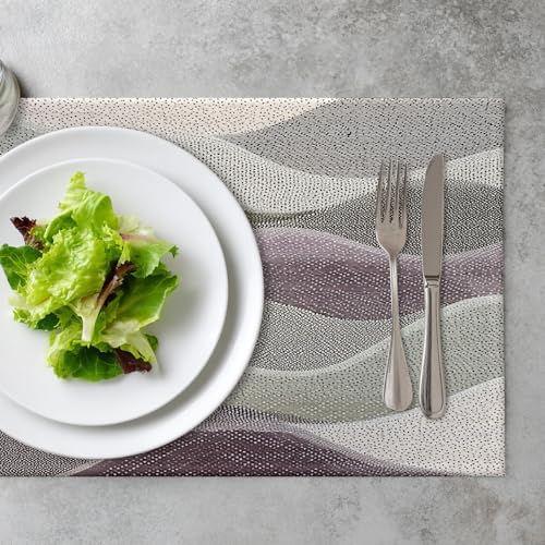 Monochromatic Abstract Linen Placemats, Halftone Effect Minimalist Art Table Mats for Table Washable Heat Insulation Thick Dining Mat, Indoor/Outdoor 12X18 in 6 Pcs