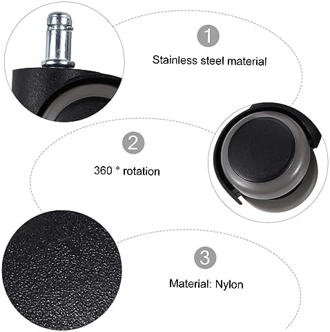 NUOBESTY 5Pcs Heavy-Duty Office Chair Caster Wheels Replacement Universal Size Smooth Rolling for Floor Types Compatible Office Chairs