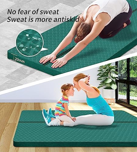 nuveti Large Exercise Mat - 15mm/20mm/30mm Thick Yoga Mat | Workout Mat for Fitness, Yoga, Pilates, Stretching & Floor Exercises for Women & Men with Free Carrying Bag