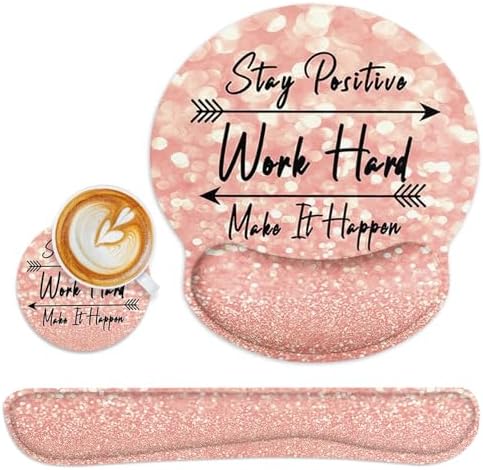 Britimes Ergonomic Mouse Pad Set with Wrist Rest, Rose Pink Gold