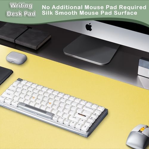 Boutilon Leather Desk Pad Protector,Non-Slip Mouse Pad,Laptop Desk Pad,Office Mouse Mat,Waterproof Leather Desk Blotter,Desk Writing Pad for Office and Home (XL-Yellow,35.4"x 15.7")
