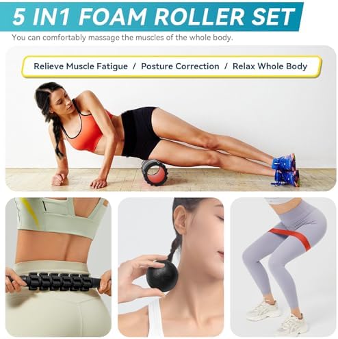 Krightlink 5 in 1 Foam Roller Set High Density Deep Tissue Massager