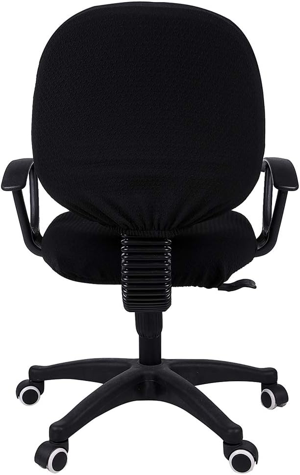 Smiry Stretch Jacquard Office Computer Chair Covers, Removable Washable Universal Desk Rotating Chair Slipcovers Protector, Seat + Backrest Cover, Black