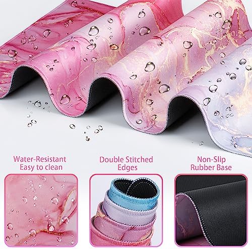 Mouse Pad Pink, Mouse Pad with Wrist Rest, 4-in-1 XXL Extended Large Desk