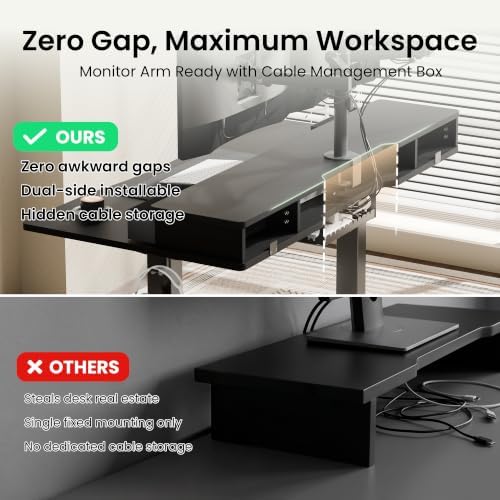 Realbear 48x24 Inch Electric Standing Desk with Drawers, Black