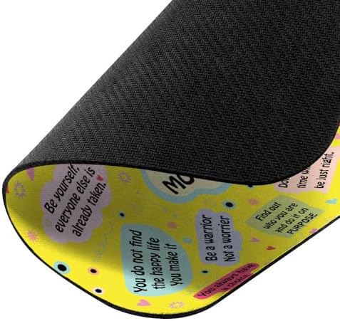 Non-Slip Rectangle Mousepad, WIRESTER Positive Mental Quotes Yellow Background Mouse Pad for Home, Office and Gaming Desk