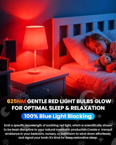 Red Light Bulb for Sleep: A19 9W 2 Pack,60W Equivalent,E26 LED