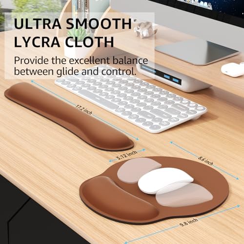 KTRIO Keyboard Wrist Rest & Mouse Pad with Wrist Rest, Coffee Brown