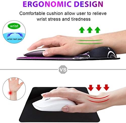 ToLuLu Mouse Pad Wrist Rest Support, Gel Ergonomic Mouse Pads with Non Slip Rubber Base Memory Foam Support, Mouse Wrist Rest Pad for Laptop Computer Home Office Working Pain Relief, Purple Butterfly