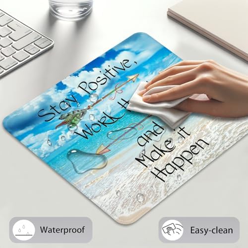Stay Positive Work Hard Mouse Pad, Inspirational Beach Quotes Desk Mat