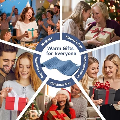 Heating Pad for Back Neck Shoulder, Heating Pads for Period Cramps Relief, Christma s, Father, Mother Gifts for Women, Men, Dad, Mom, Soft & Rapid Heat Large Size 17"x33"