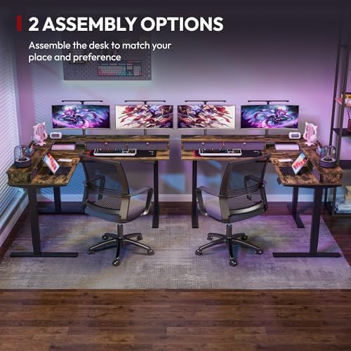 SANODESK 63x55 Electric L-Shaped Corner Standing Desk with 4 Drawers
