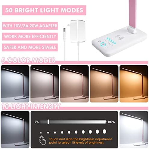 LED Desk Lamp with Wireless Charger, USB Charging Port, Eye Care