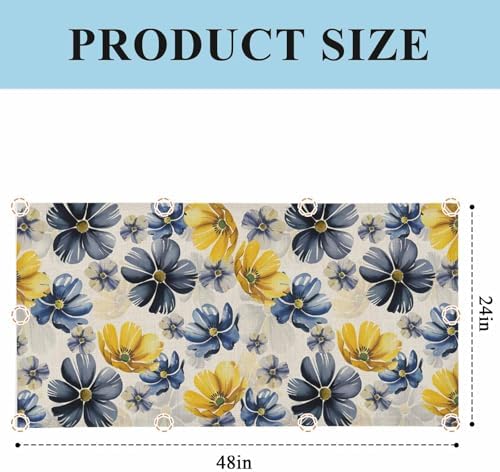 Retro Beige Yellow Flower Magnetic Fluorescent Light Covers for Ceiling Lights 2 x 4 Feet,Ombre Blue Green Blossom Floral Office Classroom Kitchen Drop Ceiling Light Covers Filters Shade Panel 4 Packs