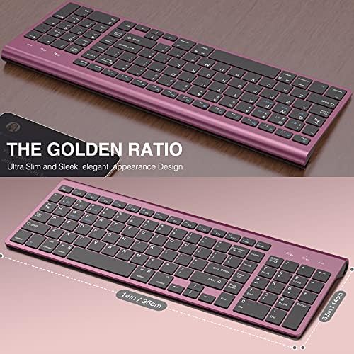 JOYACCESS Bluetooth Keyboard,Multi-Device (2.4G+BT3.0+BT5.0) Wireless Bluetooth Keyboard Compatible with iMac/Mac,MacBook,Laptop,Android,Windows-Wine Red