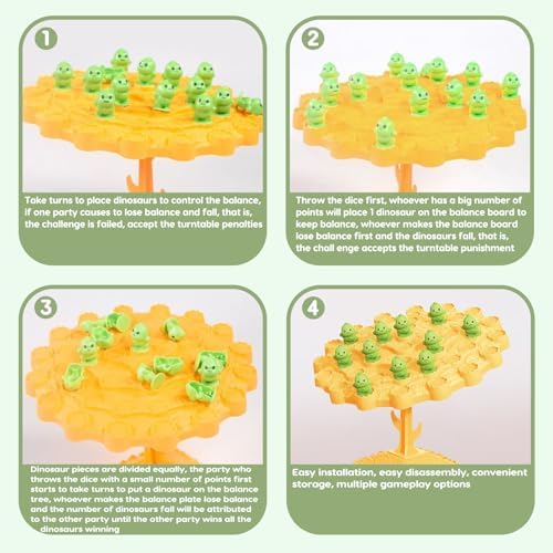 Dinosaur Balance Tree Game, Two-Player Balance Board Game, Balance Game Tree Interactive Desktop Game for Friends and Holiday Party Gifts
