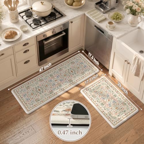 KIMODE Anti Fatigue Kitchen Mats for Floor,Cushioned Kitchen Rugs Sets of 2